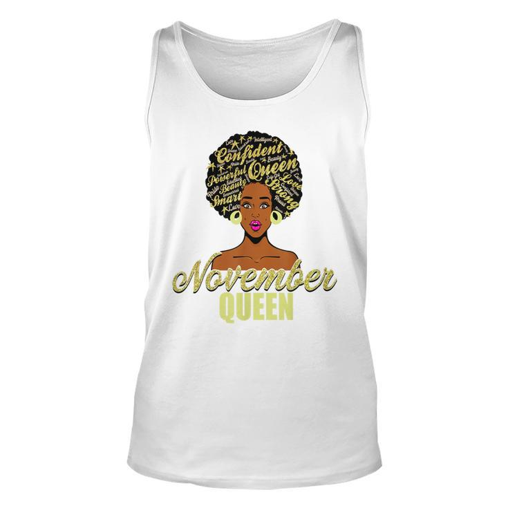 Black African American Melanin Afro Queen November Birthday  Unisex Tank Top