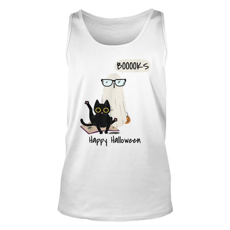 Book Lover Halloween Boooks Ghost Boo And Black Cat Cute  Unisex Tank Top