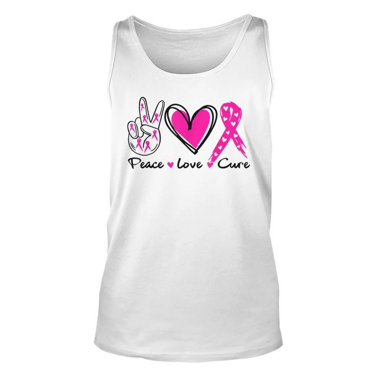 Breast Cancer Awareness Costume Pink Peace Love Cure Faith  V5 Men Women Tank Top Graphic Print Unisex