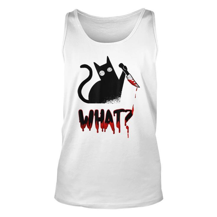 Cat What Murderous Black Cat With Knife Halloween Costume  Unisex Tank Top