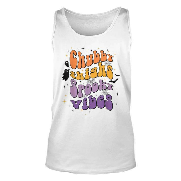 Chubby Thighs And Spooky Vibes Happy Halloween  Unisex Tank Top