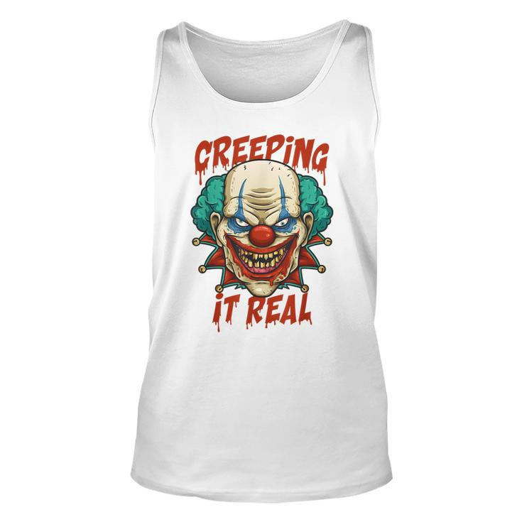 Creeping It Real Creepy Clown Face Halloween Trick Or Treat  Unisex Tank Top