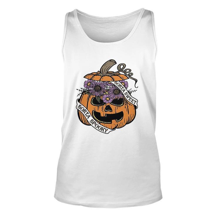 Cute Halloween Sorta Sweet Sorta Spooky Pumpkin Florals  Unisex Tank Top