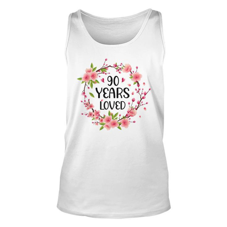 Floral 90 Year Old 90Th Birthday Women 90 Years Loved  Unisex Tank Top