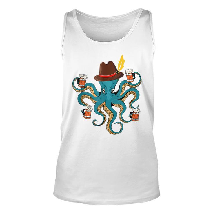 Funny Oktoberfest Octopus With Beer German Hat Oktoberfest  Men Women Tank Top Graphic Print Unisex
