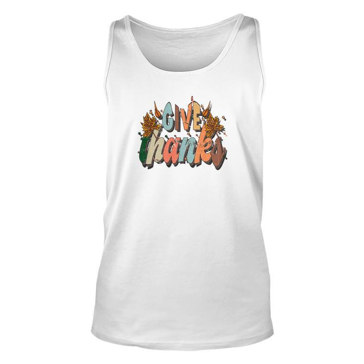 Give Thanks To All Fall Season Groovy Style Men Women Tank Top Graphic Print Unisex