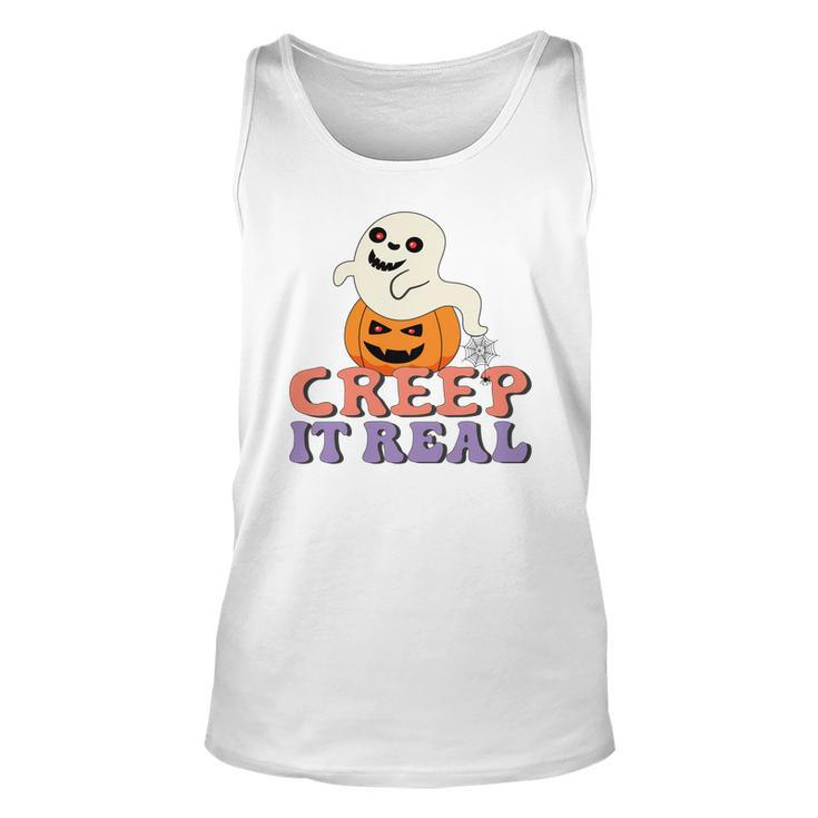 Halloween Boo With Pumpkin Creep It Real Unisex Tank Top