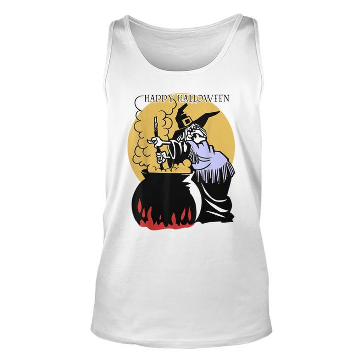 Happy Halloween Spooky Witch And Cauldron Costume   Unisex Tank Top