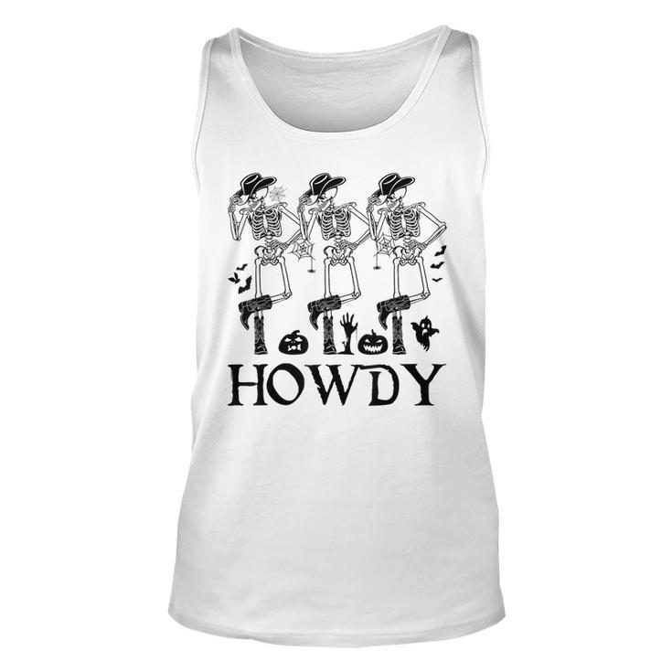 Howdy Cowboy Dancing Skeleton Cowboy Halloween Unisex Tank Top