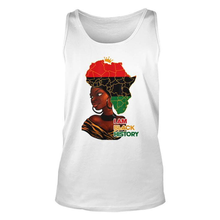 I Am Black History Melanin Pride Africa Map Hair Black Queen  V2 Unisex Tank Top