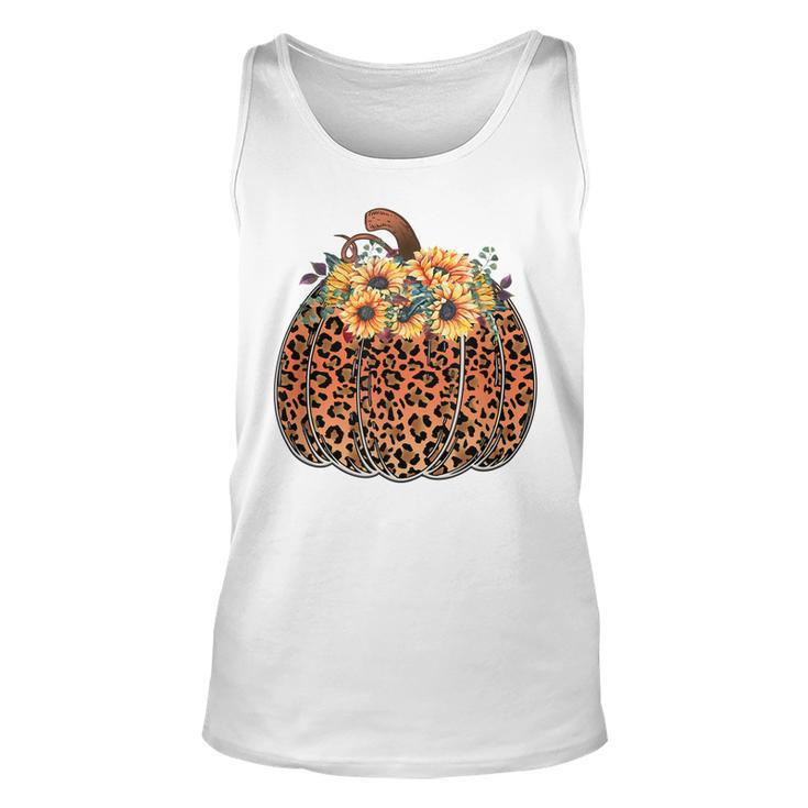 Leopard Pumpkin Womens Halloween Sunflowers Thanksgiving  Unisex Tank Top