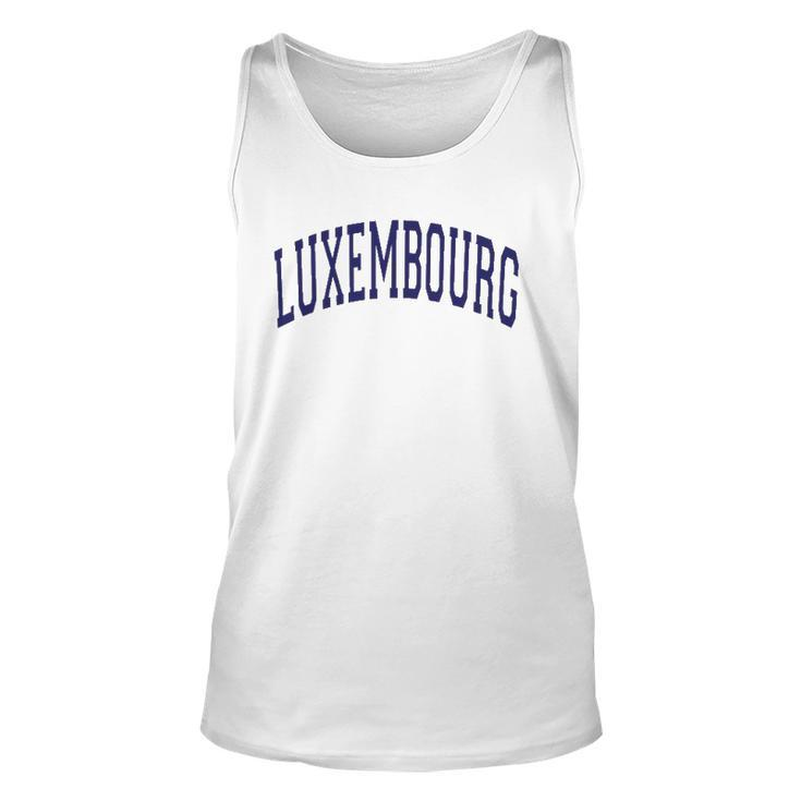 Luxembourg Varsity Style Navy Blue Text Unisex Tank Top