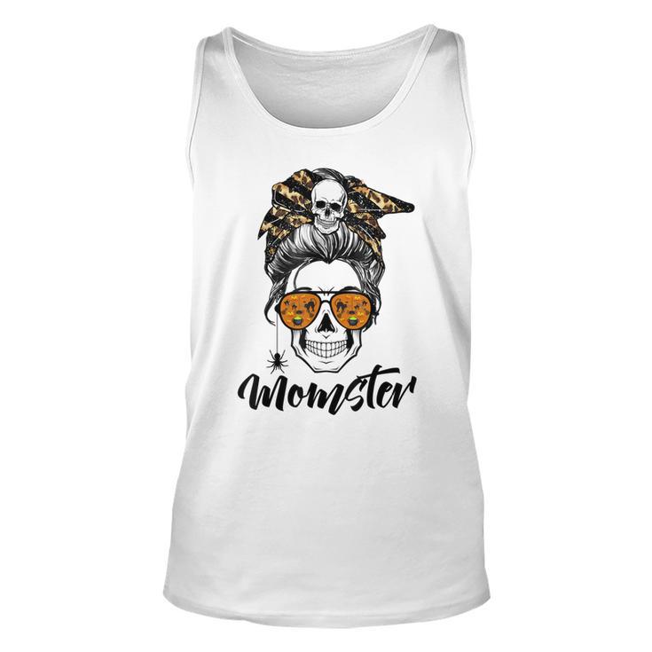 Messy Bun Monster Pun Momster Halloween Costume Skull Mom Unisex Tank Top