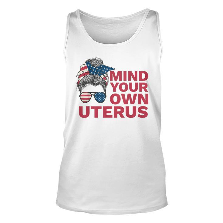 Mind Your Own Uterus My Choice Messy Bun Us Flag Feminist  Men Women Tank Top Graphic Print Unisex