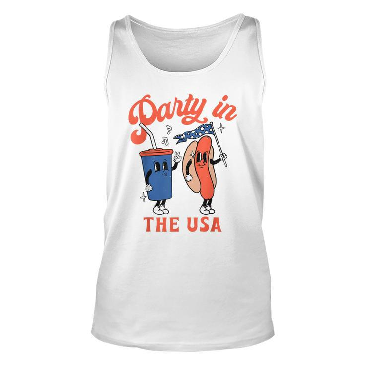Party In The Usa  Hot Dog Kids Funny Fourth Of July  Unisex Tank Top