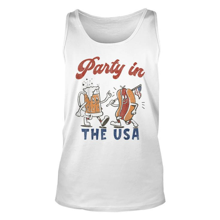 Party In The Usa  Hot Dog Love Usa Funny Fourth Of July  Unisex Tank Top