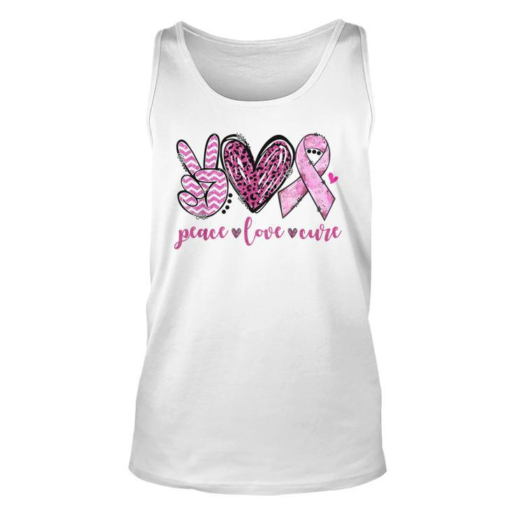 Peace Love Cure Pink Ribbon Breast Cancer Awareness  V3 Men Women Tank Top Graphic Print Unisex
