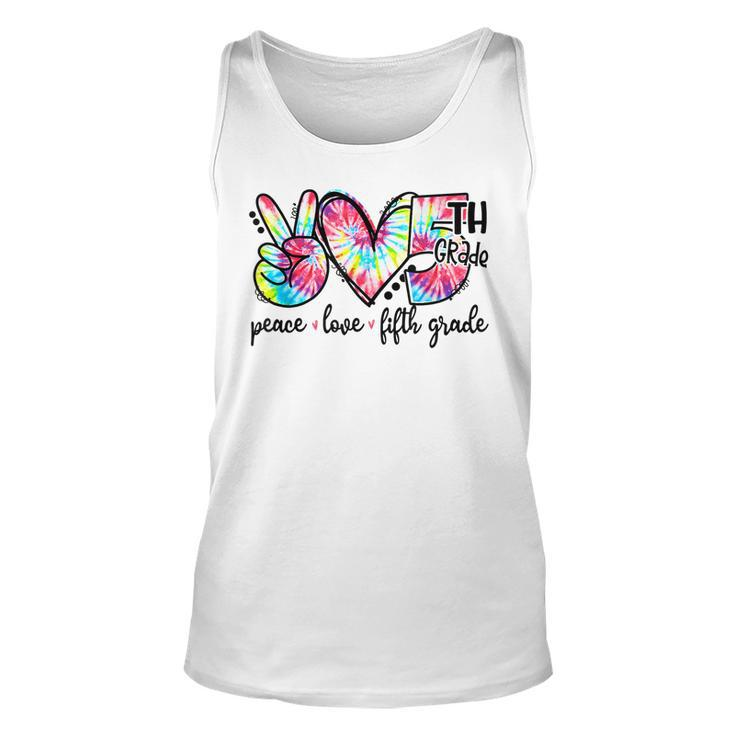 Peace Love Fifth-Grade Funny Tie-Dye Back To School Outfits  Men Women Tank Top Graphic Print Unisex