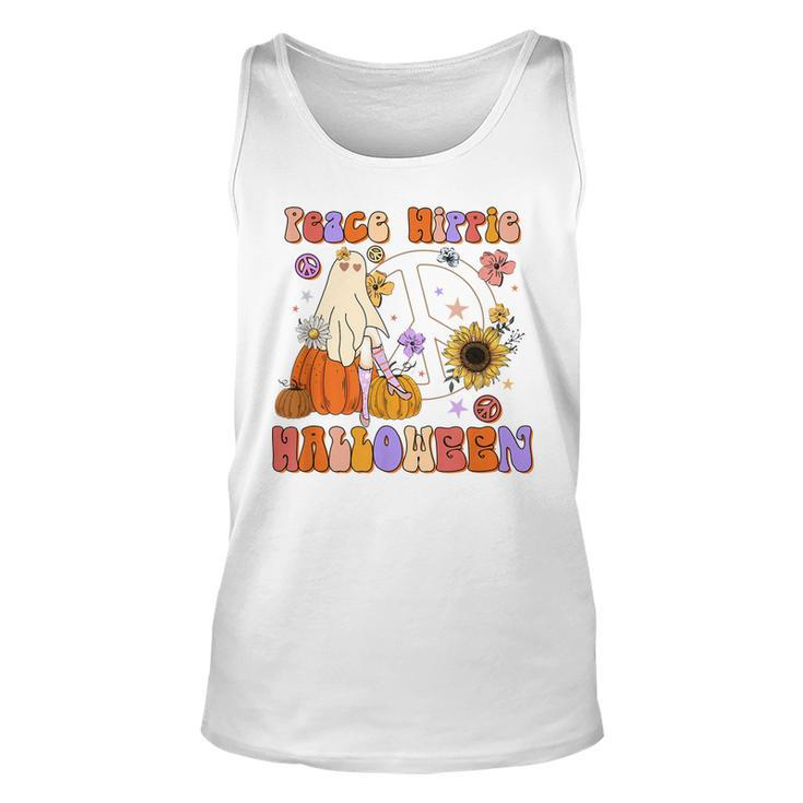 Retro Groovy Stay Spooky Peace Hippie Halloween Floral Ghost  V2 Men Women Tank Top Graphic Print Unisex