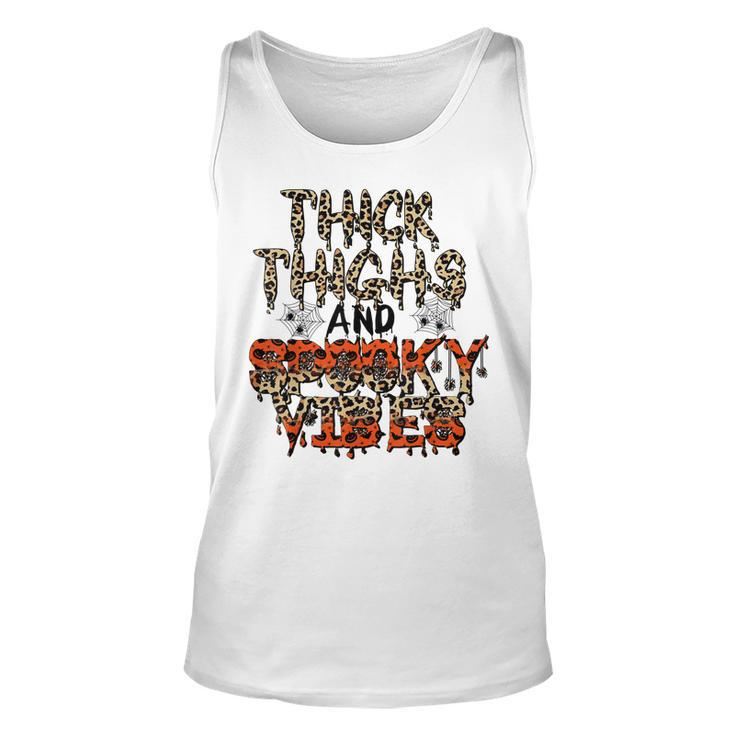 Retro Leopard Thick Thighs And Spooky Vibes Funny Halloween  Unisex Tank Top
