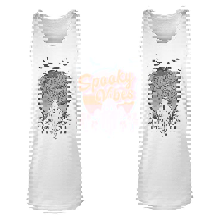 Retro Spook Vibes Boo Ghost Spooky Season Funny Halloween  Unisex Tank Top