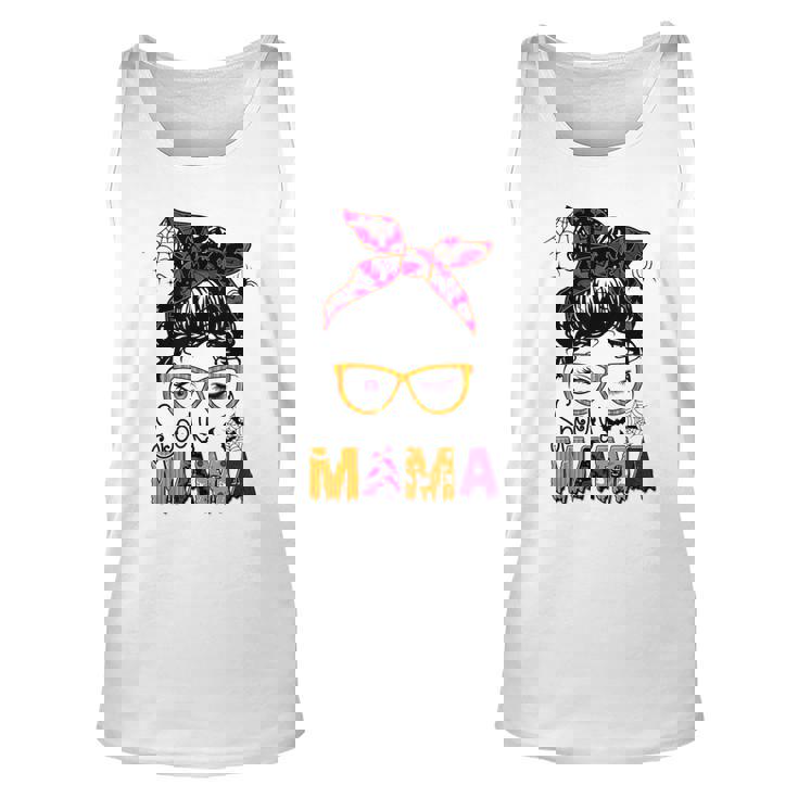 Spooky Mama Messy Bun Mom Life Halloween Costume  Unisex Tank Top