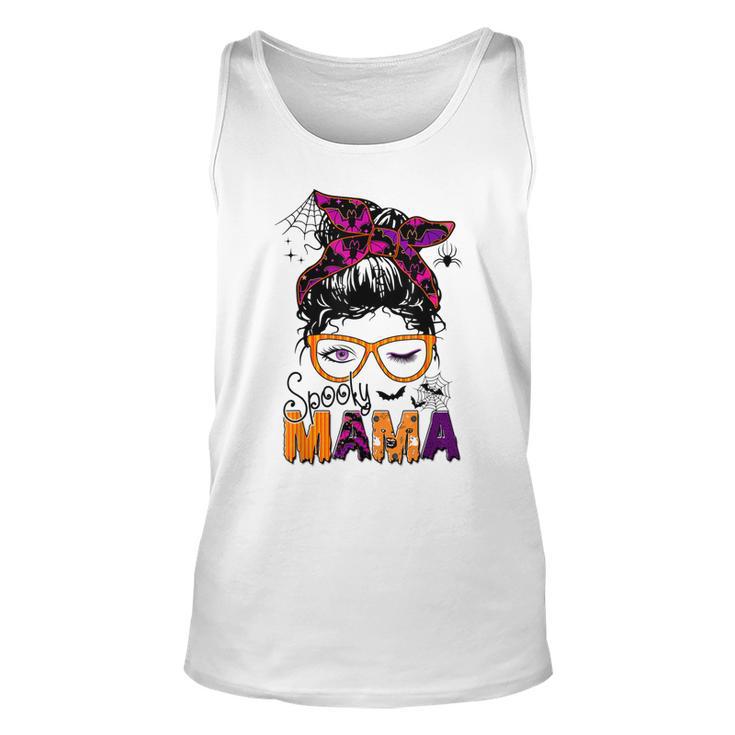 Spooky Mama Messy Bun Mom Life Halloween Costume  Unisex Tank Top