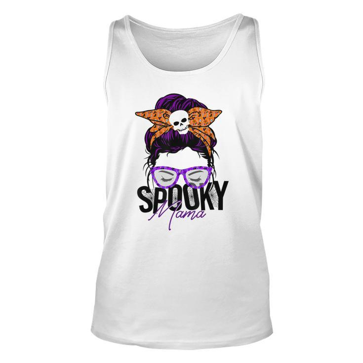 Spooky Messy Bun Mama Happy Halloween  Unisex Tank Top