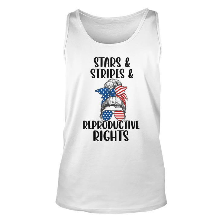 Stars Stripes Reproductive Rights 4Th Of July Messy Bun  Unisex Tank Top