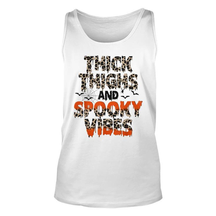 Thick Thighs And Spooky Vibes Leopard Halloween Costume  Unisex Tank Top