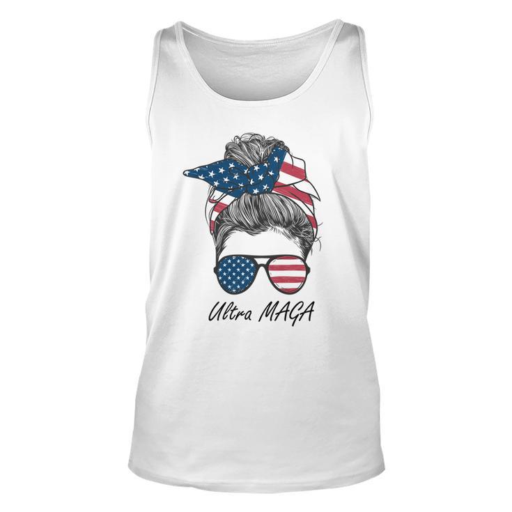 Ultra Maga Messy Bun Parody Trump 2024 Anti Biden Tshirt Unisex Tank Top