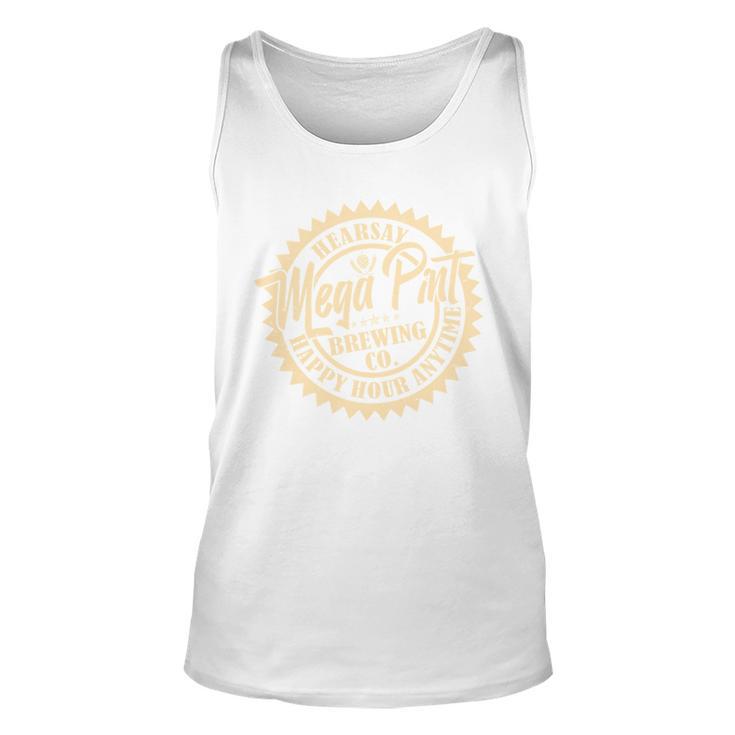 Vintage Hearsay Mega Pint Brewing Co Happy Hour Anytime Emblem Tshirt Unisex Tank Top