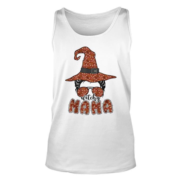 Witchy Mama Halloween Messy Bun Witch Mom Spooky Women  Unisex Tank Top