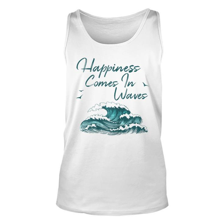 Womens Ocean Waves  For Women Happiness Comes In Waves Beach Unisex Tank Top