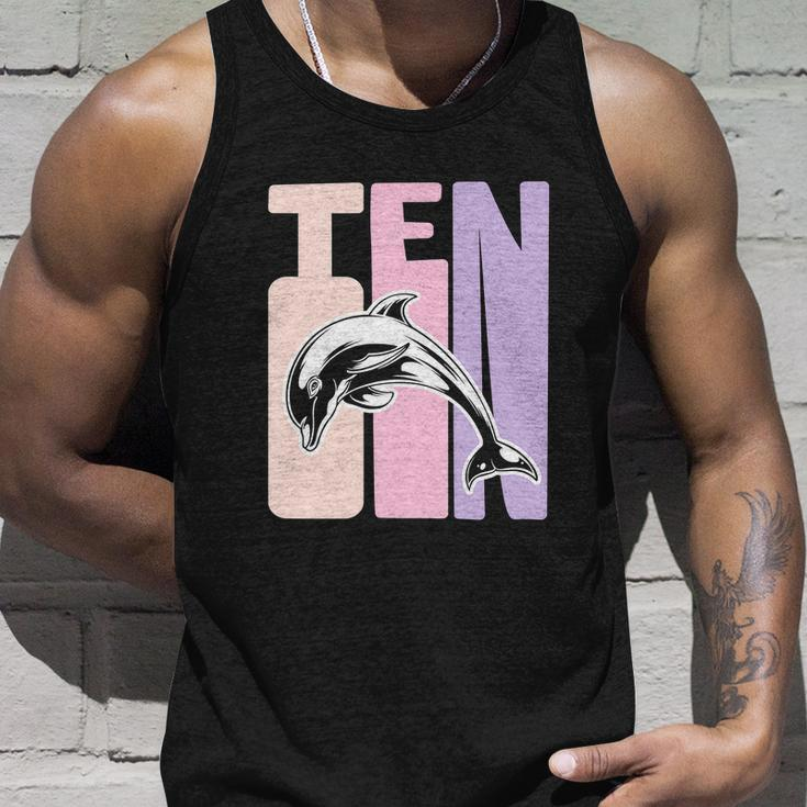 10Th Birthday Dolphin Fan Funny 10 Years Old Girl Unisex Tank Top Gifts for Him