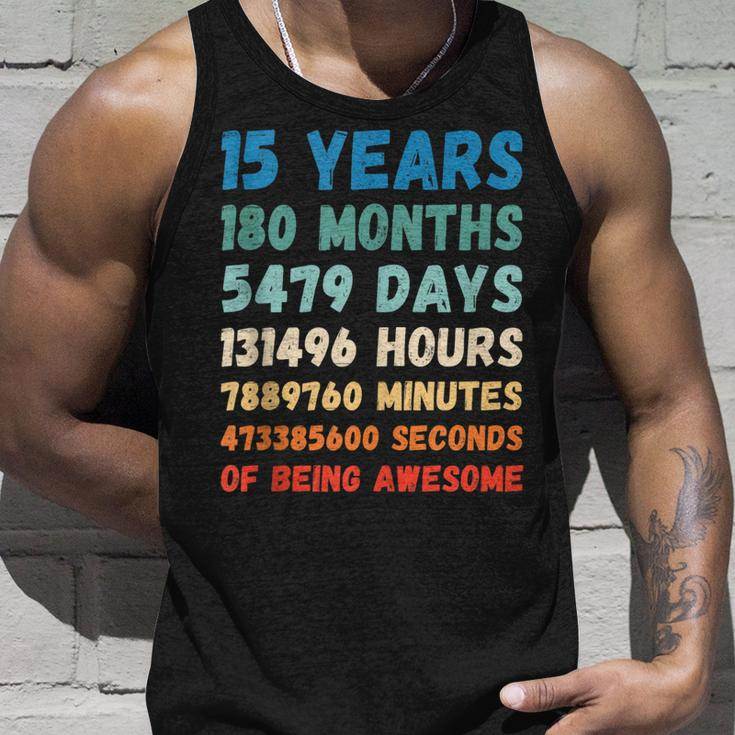 15Th Birthday 15 Years Of Being Awesome Wedding Anniversary Unisex Tank Top Gifts for Him