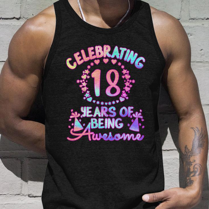 18 Years Of Being Awesome 18 Year Old Birthday Girl Graphic Design Printed Casual Daily Basic Unisex Tank Top Gifts for Him