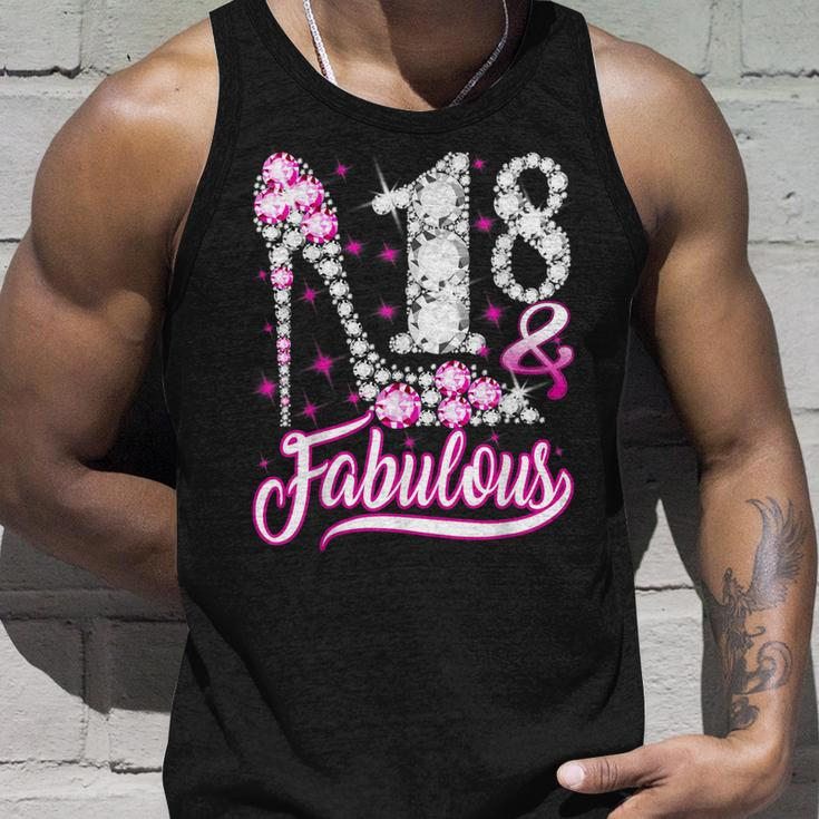 18 Years Old Gifts 18 & Fabulous 18Th Birthday Pink Diamond Men Women Tank Top Graphic Print Unisex Gifts for Him