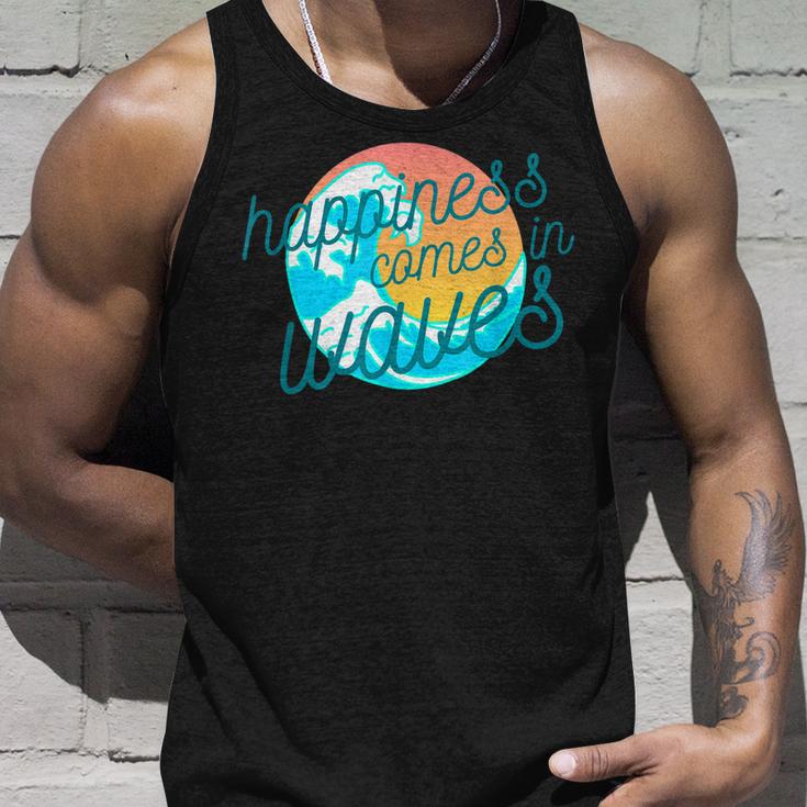 Ocean Wave Sunset  Happiness Comes In Waves Summer Gift Unisex Tank Top