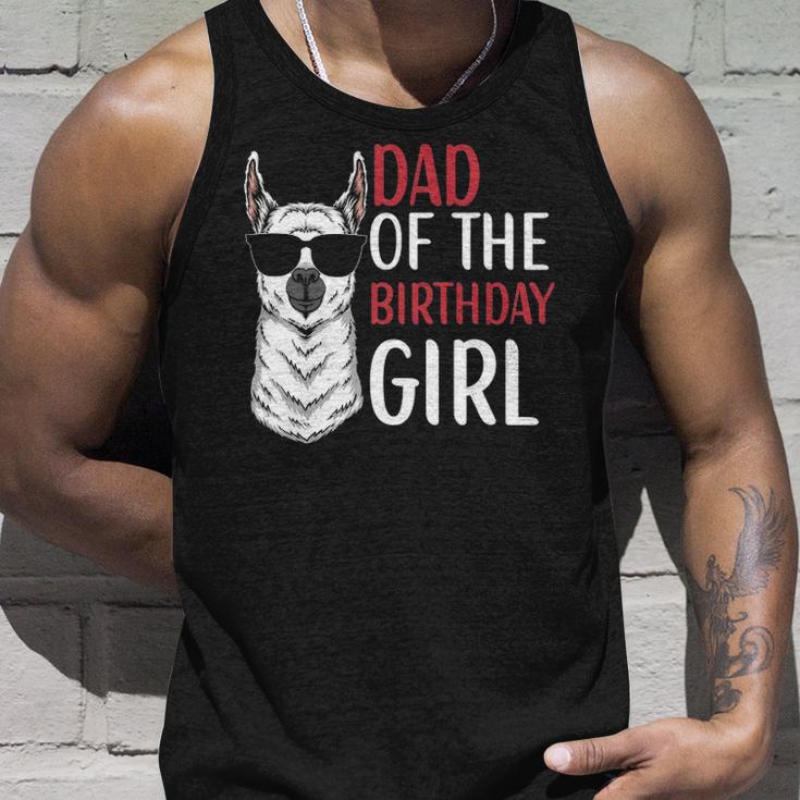 Dad Of The Birthday Girl Matching Birthday Outfit Llama Unisex Tank Top