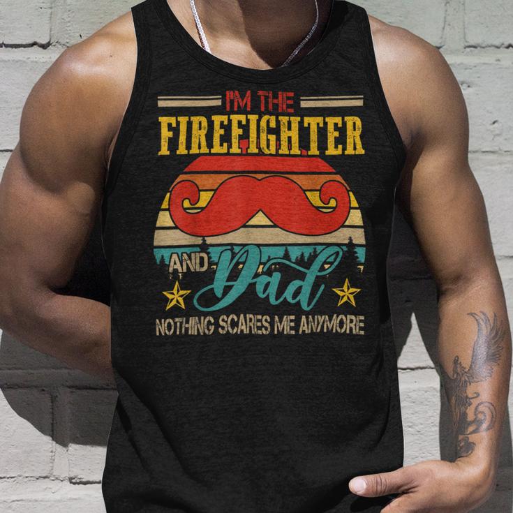 Firefighter Vintage Retro Im The Firefighter And Dad Funny Dad Mustache Unisex Tank Top