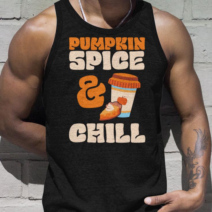 Pumpkin Spice And Chill Fall Season Men Women Tank Top Graphic Print Unisex