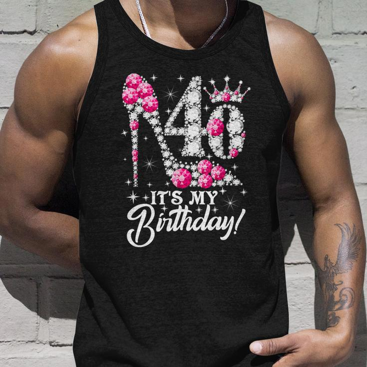 40 Years Old Its My 40Th Cool Gift Birthday Funny Pink Diamond Shoes Gift Unisex Tank Top Gifts for Him