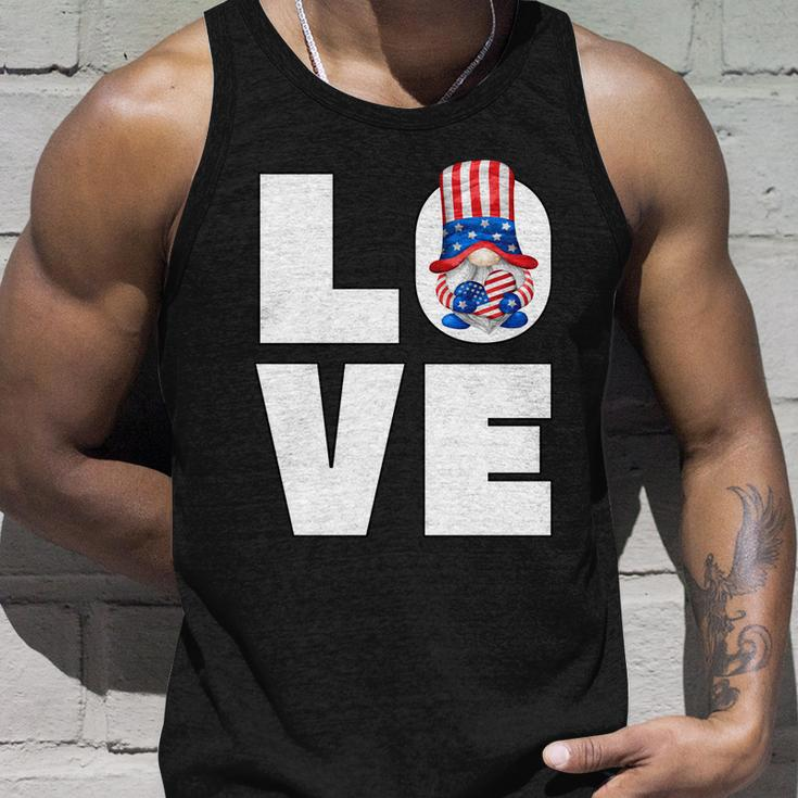4Th Of July Gnome For Women Patriotic American Flag Heart Gift Unisex Tank Top Gifts for Him