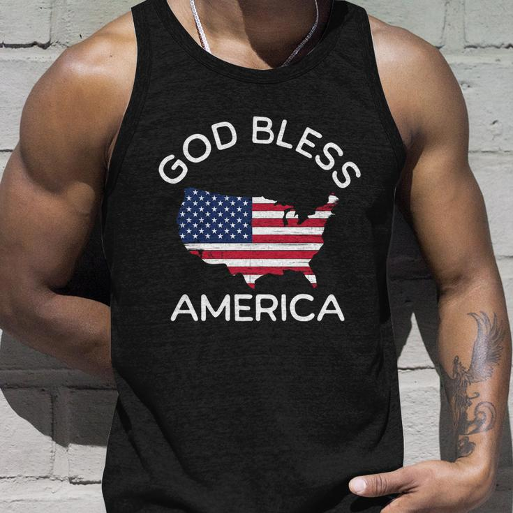 4Th Of July God Bless America Map Flag Patriotic Religious Gift Unisex Tank Top Gifts for Him