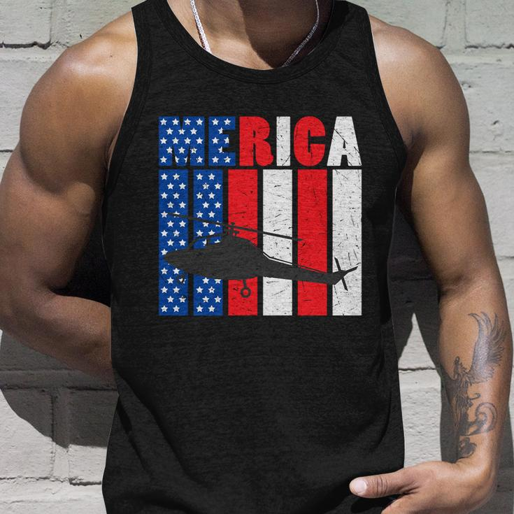 4Th Of July Helicopter American Flag Proud American Unisex Tank Top Gifts for Him