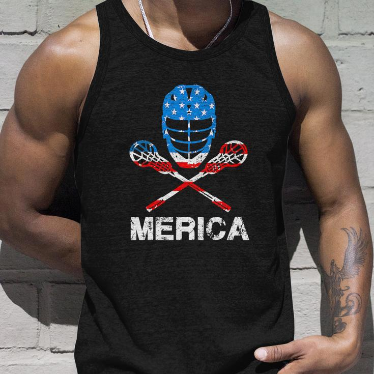 4Th Of July Merica Lacrosse American Flag Unisex Tank Top Gifts for Him