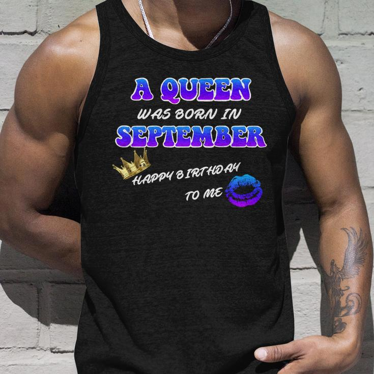 A Queen Was Born In September Happy Birthday To Me Graphic Design Printed Casual Daily Basic Unisex Tank Top Gifts for Him