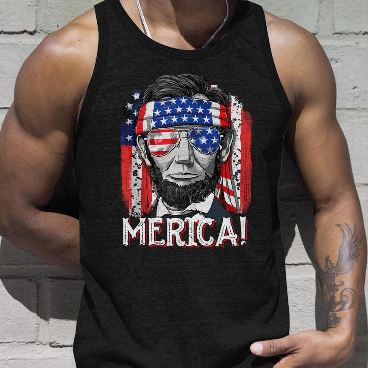 Abraham Lincoln 4Th Of July Merica Men Women American Flag Unisex Tank Top Gifts for Him