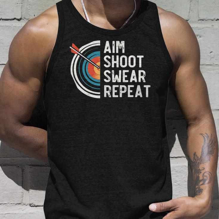 Aim Shoot Swear Repeat &8211 Archery Unisex Tank Top Gifts for Him
